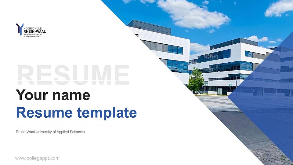 Rhine-Waal University of Applied Sciences Resume PPT Template16:9 ratio PPT effect preview image