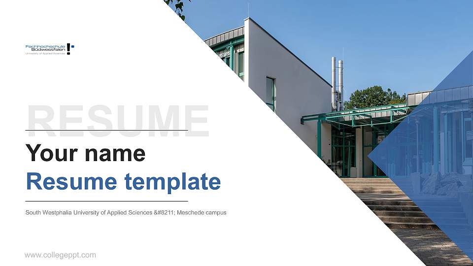 South Westphalia University of Applied Sciences – Meschede campus Resume PPT Template16:9 ratio PPT effect preview image