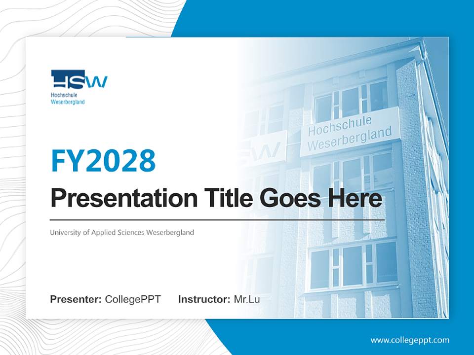 University of Applied Sciences Weserbergland Academic Presentation/Research Findings Report PPT Template4:3 ratio PPT effect preview image5