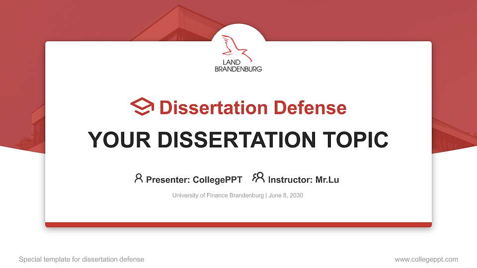 University of Finance Brandenburg Graduation Thesis Defense PPT Template16:9 ratio PPT effect preview image