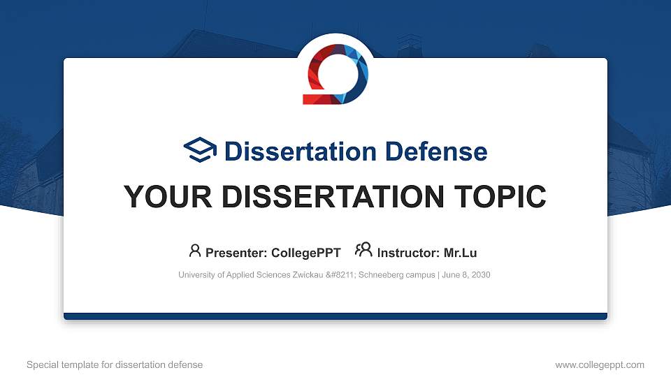 University of Applied Sciences Zwickau – Schneeberg campus Graduation Thesis Defense PPT Template16:9 ratio PPT effect preview image