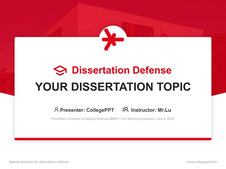 RheinMain University of Applied Sciences – Am Brückweg campus Graduation Thesis Defense PPT Template4:3 ratio PPT effect preview image7