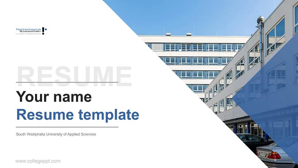 South Westphalia University of Applied Sciences Resume PPT Template16:9 ratio PPT effect preview image