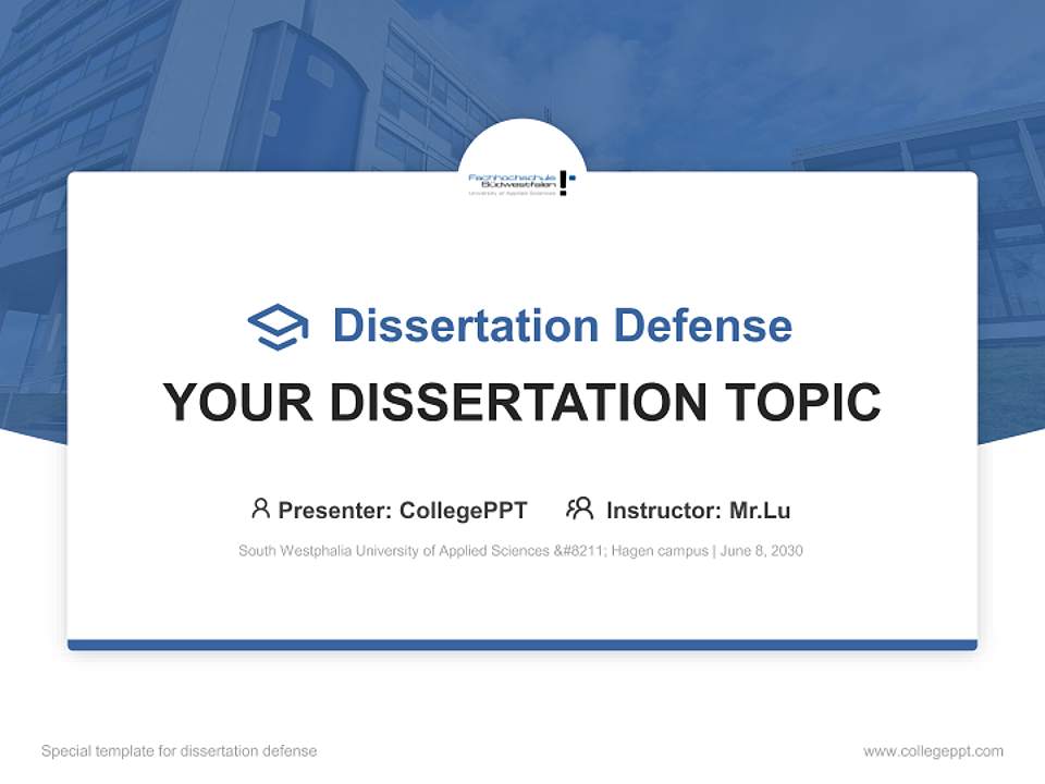 South Westphalia University of Applied Sciences – Hagen campus Graduation Thesis Defense PPT Template4:3 ratio PPT effect preview image7