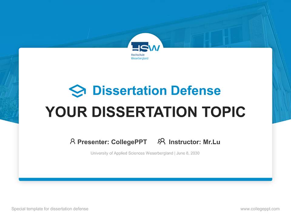 University of Applied Sciences Weserbergland Graduation Thesis Defense PPT Template4:3 ratio PPT effect preview image7