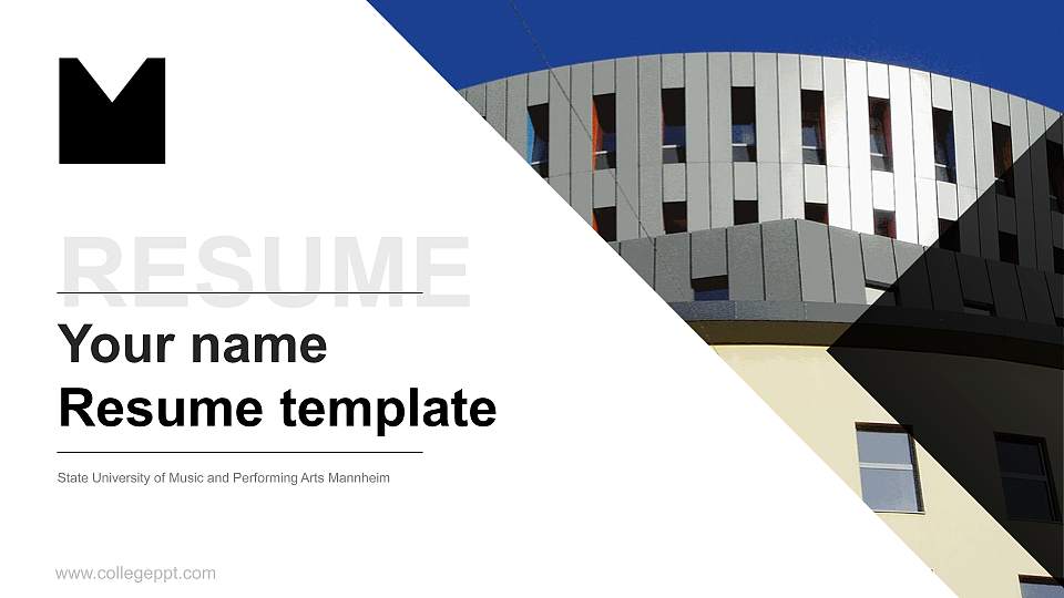 State University of Music and Performing Arts Mannheim Resume PPT Template16:9 ratio PPT effect preview image