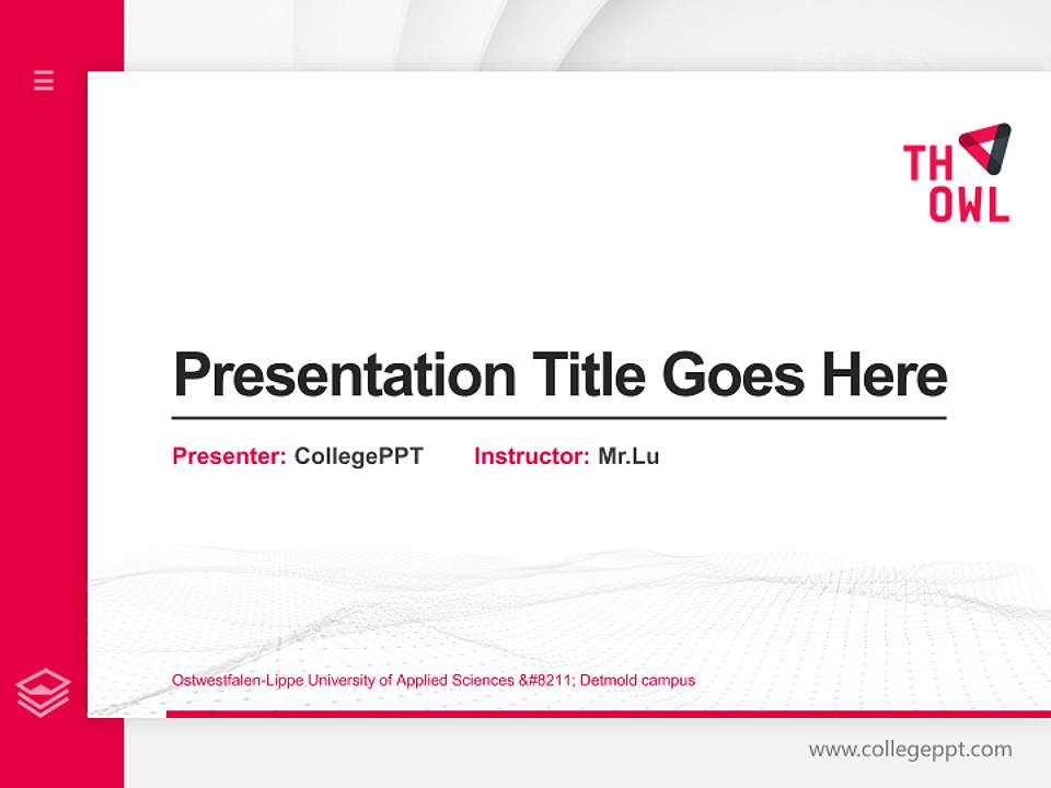 Ostwestfalen-Lippe University of Applied Sciences – Detmold campus Thesis Proposal/Graduation Defense PPT Template4:3 ratio PPT effect preview image5