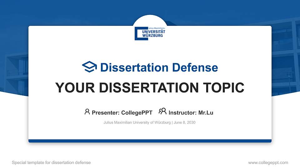 Julius Maximilian University of Würzburg Graduation Thesis Defense PPT Template16:9 ratio PPT effect preview image