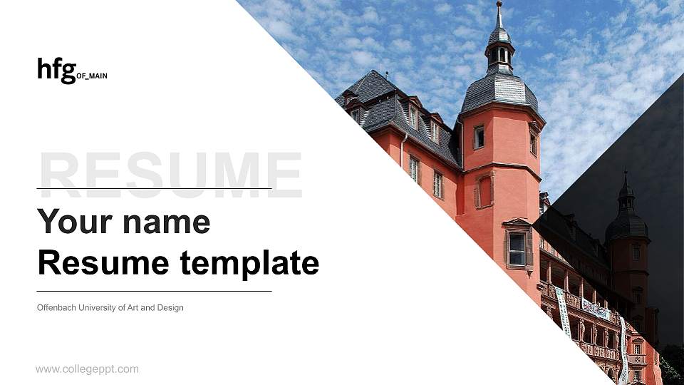 Offenbach University of Art and Design Resume PPT Template16:9 ratio PPT effect preview image