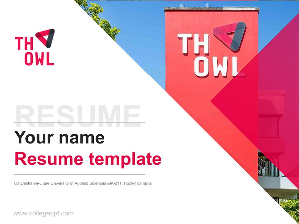 Ostwestfalen-Lippe University of Applied Sciences – Höxter campus Resume PPT Template4:3 ratio PPT effect preview image5