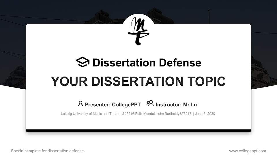 Leipzig University of Music and Theatre ‘Felix Mendelssohn Bartholdy’ Graduation Thesis Defense PPT Template16:9 ratio PPT effect preview image
