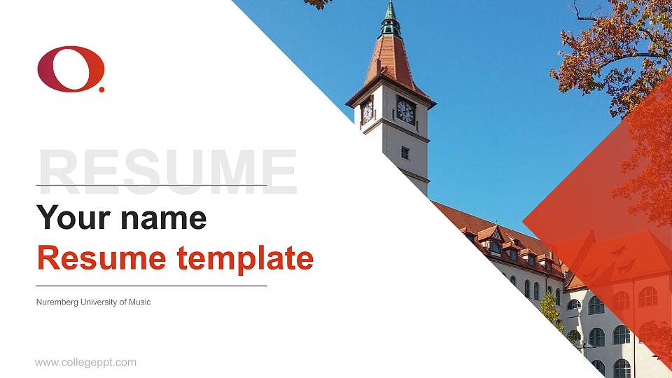 Nuremberg University of Music Resume PPT Template16:9 ratio PPT effect preview image