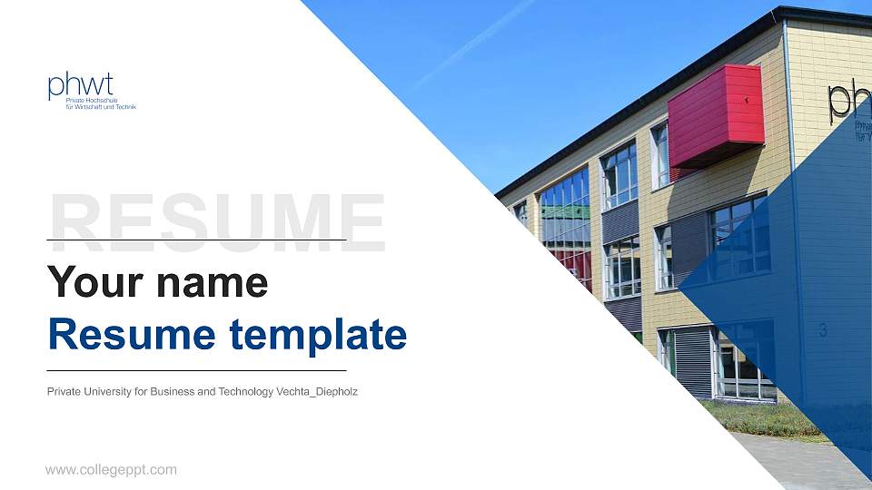 Private University for Business and Technology Vechta_Diepholz Resume PPT Template16:9 ratio PPT effect preview image