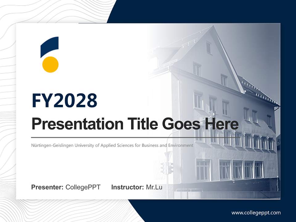 Nürtingen-Geislingen University of Applied Sciences for Business and Environment Academic Presentation/Research Findings Report PPT Template4:3 ratio PPT effect preview image5