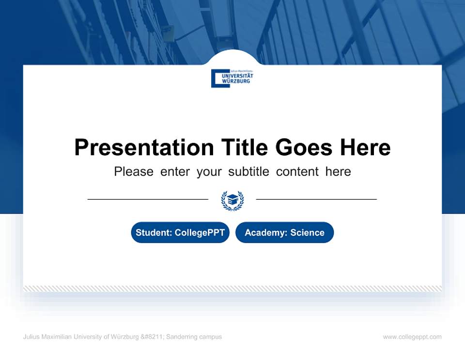 Julius Maximilian University of Würzburg – Sanderring campus National Scholarship Defense PPT Template4:3 ratio PPT effect preview image4