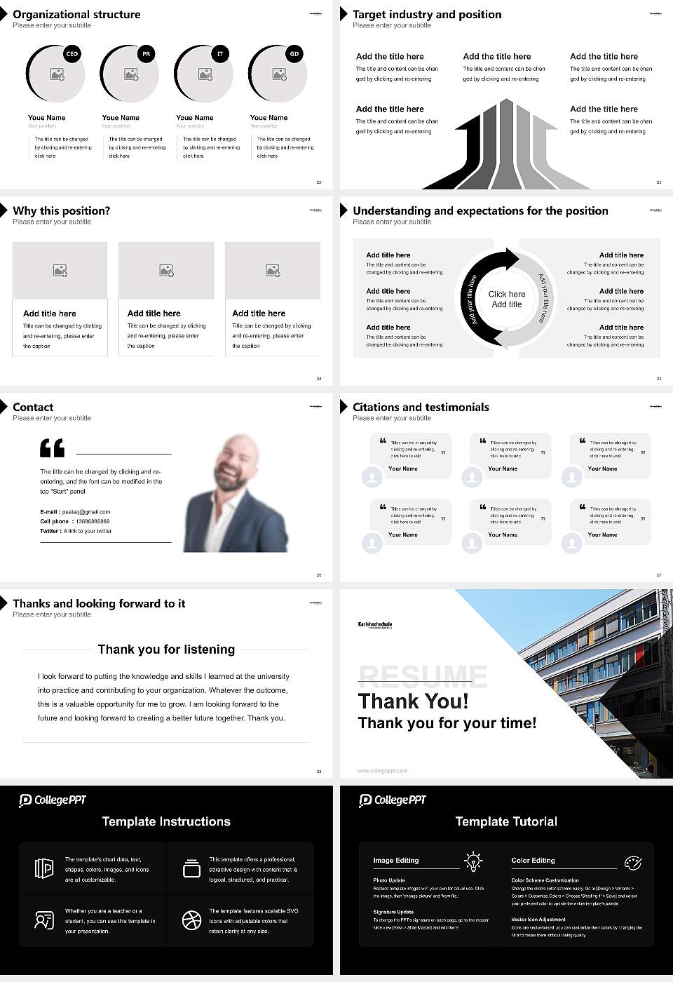 Karlshochschule International University Resume PPT Template16:9 ratio PPT effect preview image4