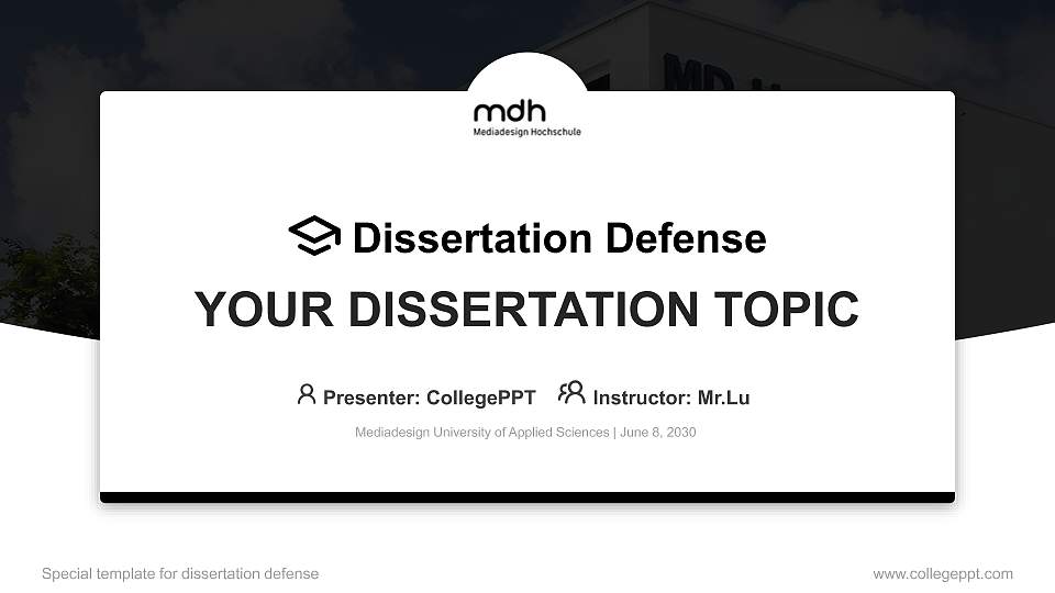 Mediadesign University of Applied Sciences Graduation Thesis Defense PPT Template16:9 ratio PPT effect preview image1