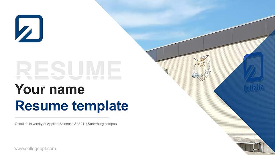 Ostfalia University of Applied Sciences – Suderburg campus Resume PPT Template16:9 ratio PPT effect preview image