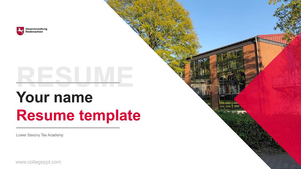 Lower Saxony Tax Academy Resume PPT Template16:9 ratio PPT effect preview image