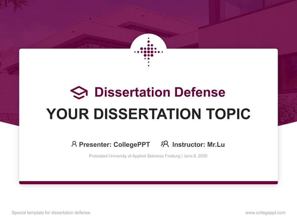 Protestant University of Applied Sciences Freiburg Graduation Thesis Defense PPT Template4:3 ratio PPT effect preview image7