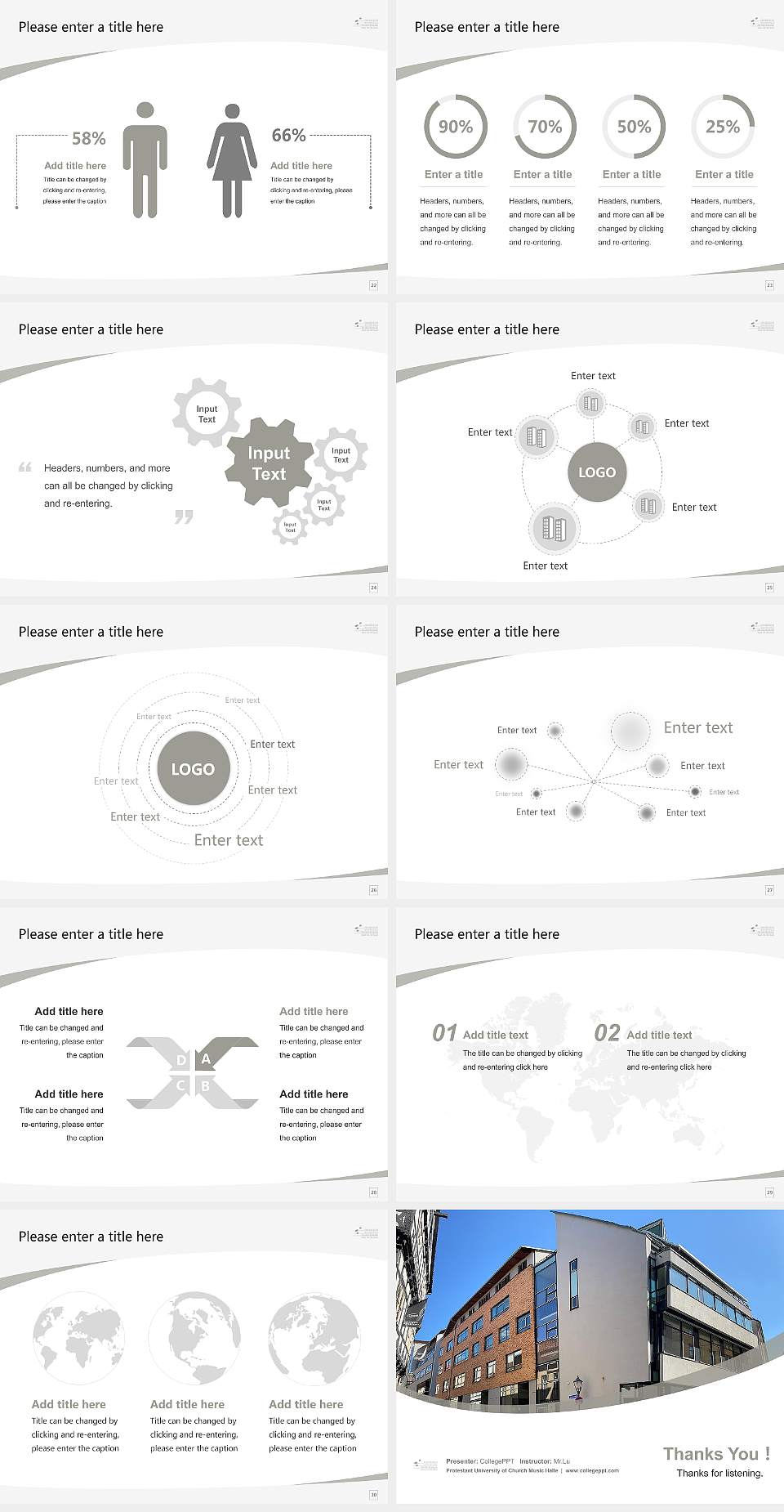 Protestant University of Church Music Halle Course/Courseware Creation PPT Template4:3 ratio PPT effect preview image4
