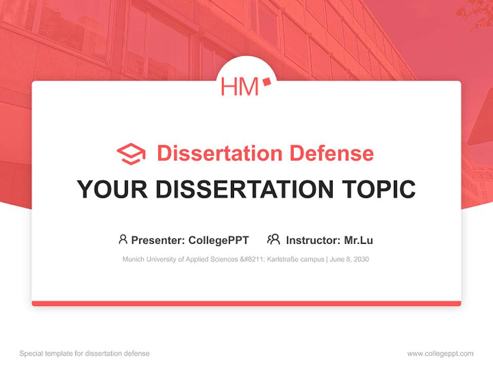 Munich University of Applied Sciences – Karlstraße campus Graduation Thesis Defense PPT Template4:3 ratio PPT effect preview image7