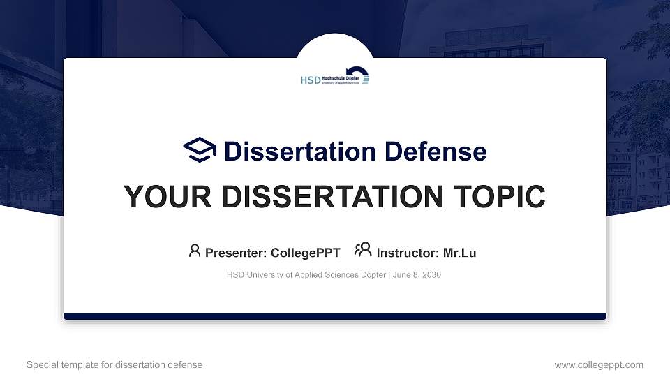 HSD University of Applied Sciences Döpfer Graduation Thesis Defense PPT Template16:9 ratio PPT effect preview image
