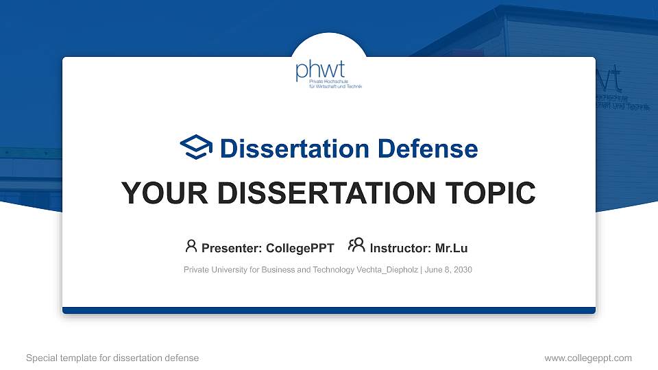 Private University for Business and Technology Vechta_Diepholz Graduation Thesis Defense PPT Template16:9 ratio PPT effect preview image
