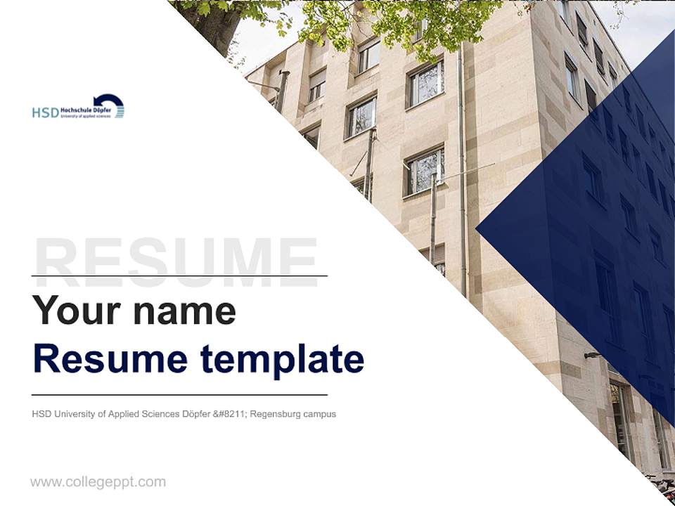 HSD University of Applied Sciences Döpfer – Regensburg campus Resume PPT Template4:3 ratio PPT effect preview image5