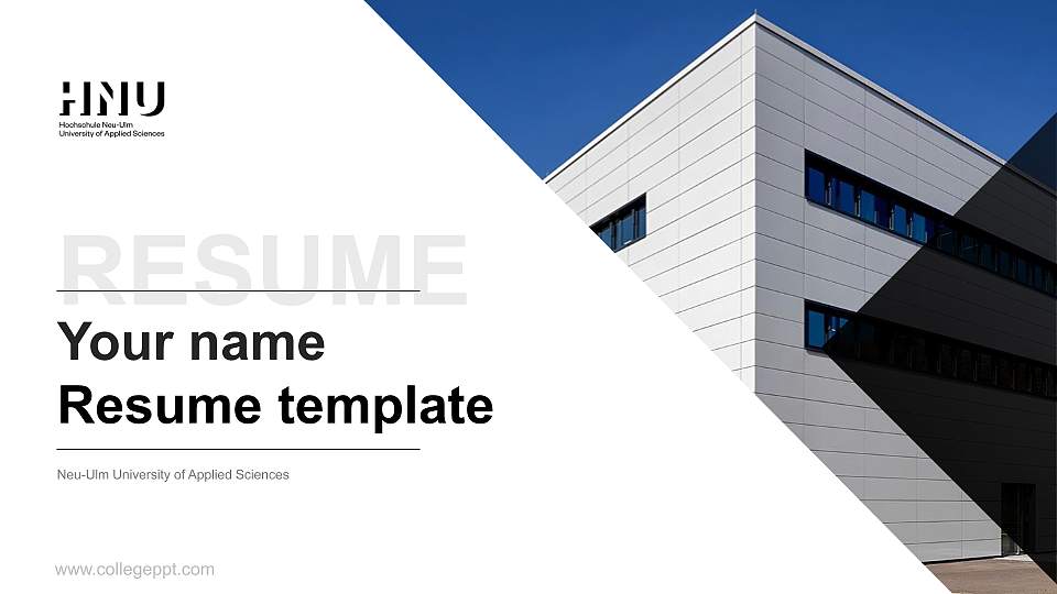 Neu-Ulm University of Applied Sciences Resume PPT Template16:9 ratio PPT effect preview image