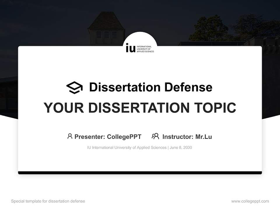 IU International University of Applied Sciences Graduation Thesis Defense PPT Template4:3 ratio PPT effect preview image7