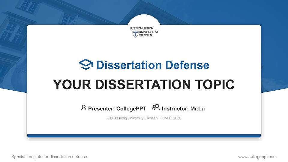 Justus Liebig University Giessen Graduation Thesis Defense PPT Template16:9 ratio PPT effect preview image