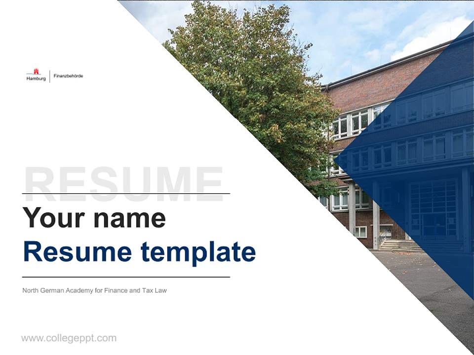 North German Academy for Finance and Tax Law Resume PPT Template4:3 ratio PPT effect preview image5