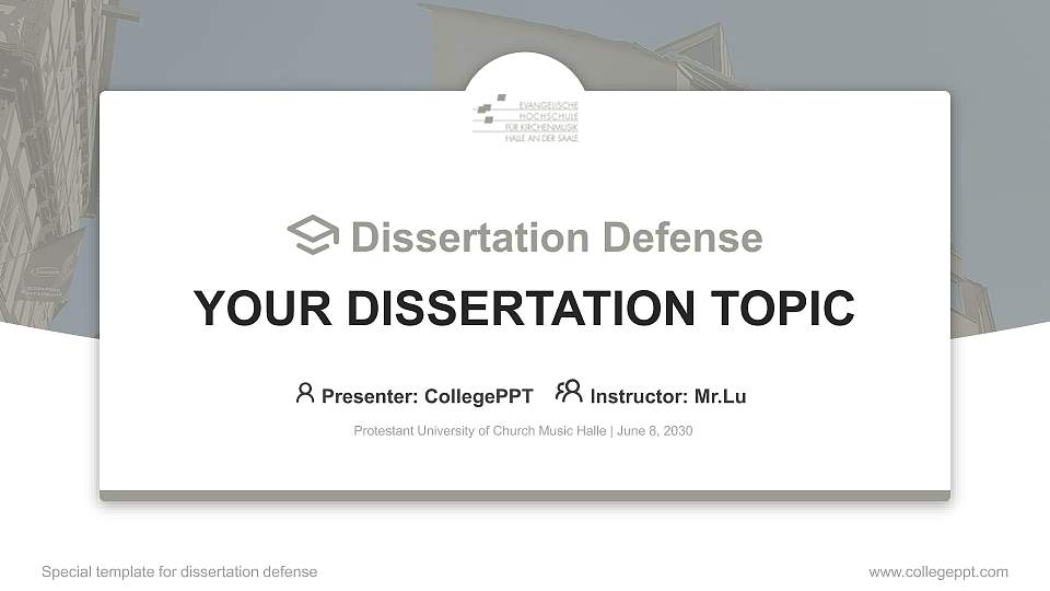 Protestant University of Church Music Halle Graduation Thesis Defense PPT Template16:9 ratio PPT effect preview image