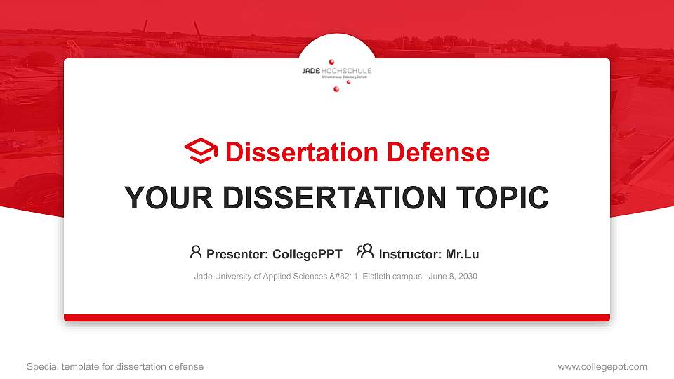 Jade University of Applied Sciences – Elsfleth campus Graduation Thesis Defense PPT Template16:9 ratio PPT effect preview image