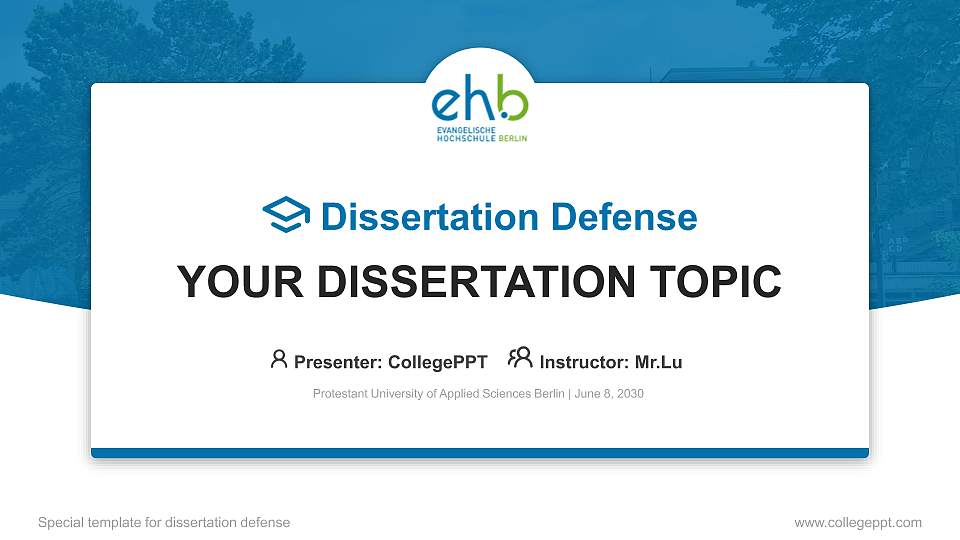 Protestant University of Applied Sciences Berlin Graduation Thesis Defense PPT Template16:9 ratio PPT effect preview image