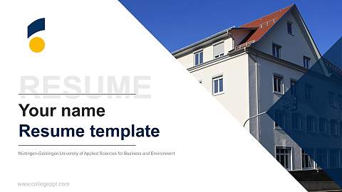 Nürtingen-Geislingen University of Applied Sciences for Business and Environment Resume PPT Template