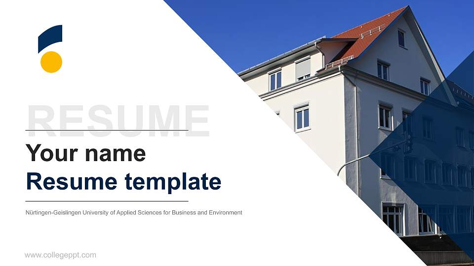 Nürtingen-Geislingen University of Applied Sciences for Business and Environment Resume PPT Template16:9 ratio PPT effect preview image