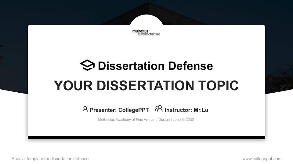Muthesius Academy of Fine Arts and Design Graduation Thesis Defense PPT Template16:9 ratio PPT effect preview image