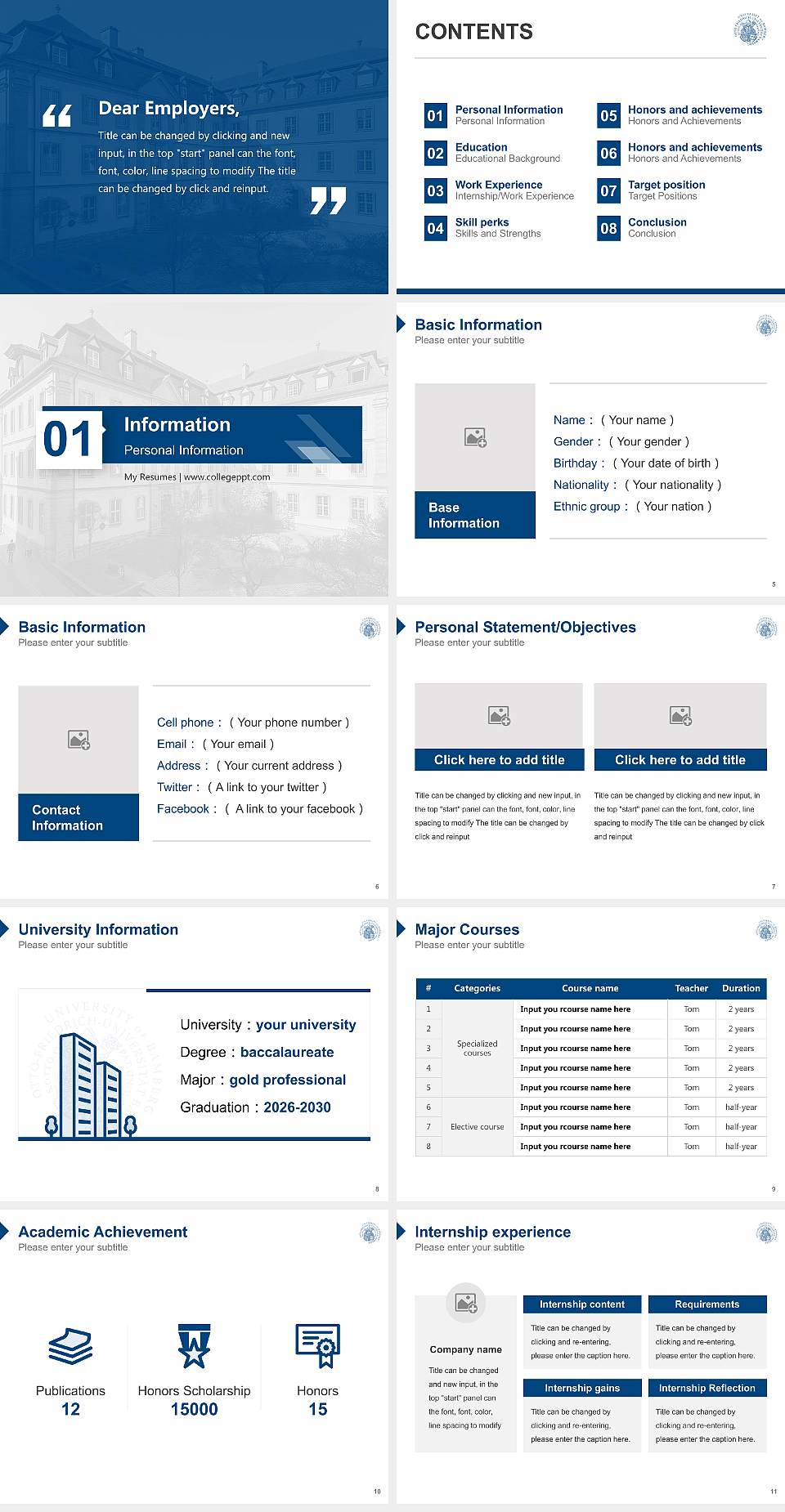 Otto-Friedrich University of Bamberg Resume PPT Template4:3 ratio PPT effect preview image2