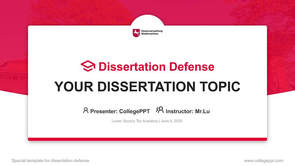 Lower Saxony Tax Academy Graduation Thesis Defense PPT Template16:9 ratio PPT effect preview image