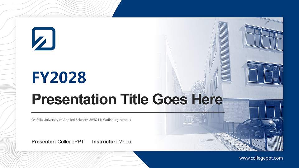 Ostfalia University of Applied Sciences – Wolfsburg campus Academic Presentation/Research Findings Report PPT Template16:9 ratio PPT effect preview image