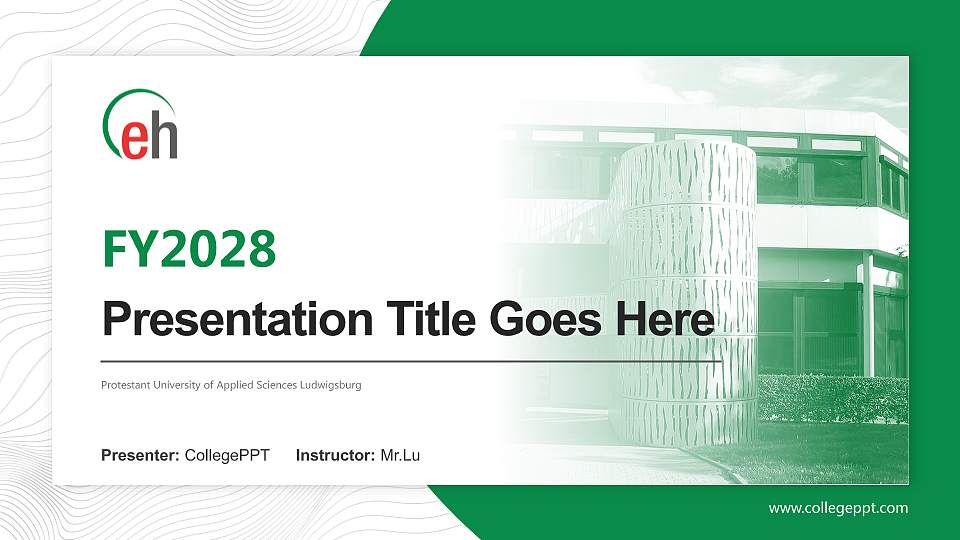 Protestant University of Applied Sciences Ludwigsburg Academic Presentation/Research Findings Report PPT Template16:9 ratio PPT effect preview image