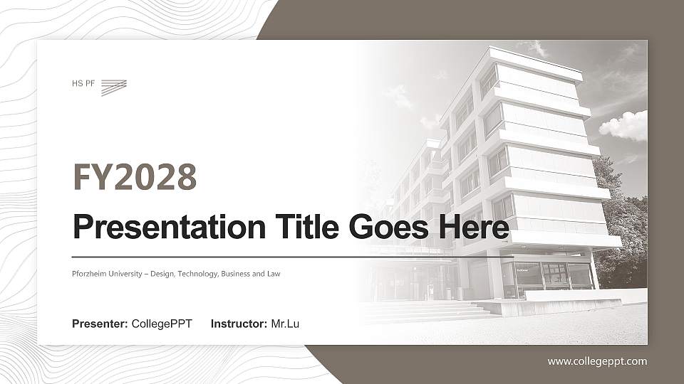 Pforzheim University – Design, Technology, Business and Law Academic Presentation/Research Findings Report PPT Template16:9 ratio PPT effect preview image