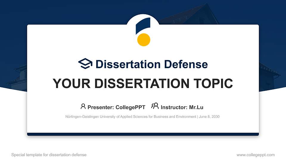 Nürtingen-Geislingen University of Applied Sciences for Business and Environment Graduation Thesis Defense PPT Template16:9 ratio PPT effect preview image