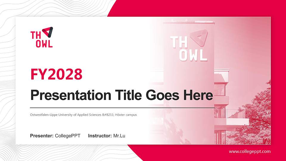 Ostwestfalen-Lippe University of Applied Sciences – Höxter campus Academic Presentation/Research Findings Report PPT Template16:9 ratio PPT effect preview image