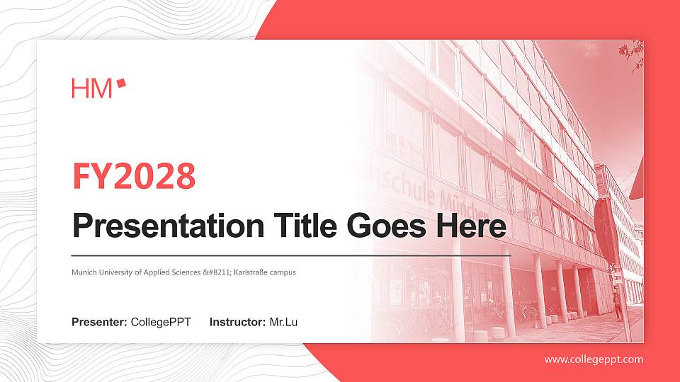 Munich University of Applied Sciences – Karlstraße campus Academic Presentation/Research Findings Report PPT Template16:9 ratio PPT effect preview image