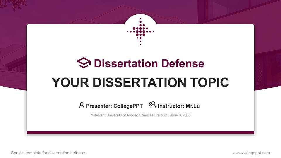 Protestant University of Applied Sciences Freiburg Graduation Thesis Defense PPT Template16:9 ratio PPT effect preview image