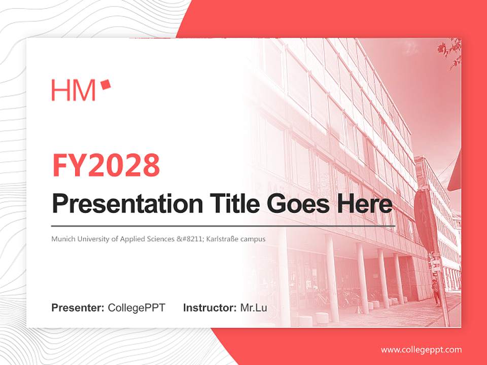 Munich University of Applied Sciences – Karlstraße campus Academic Presentation/Research Findings Report PPT Template4:3 ratio PPT effect preview image5
