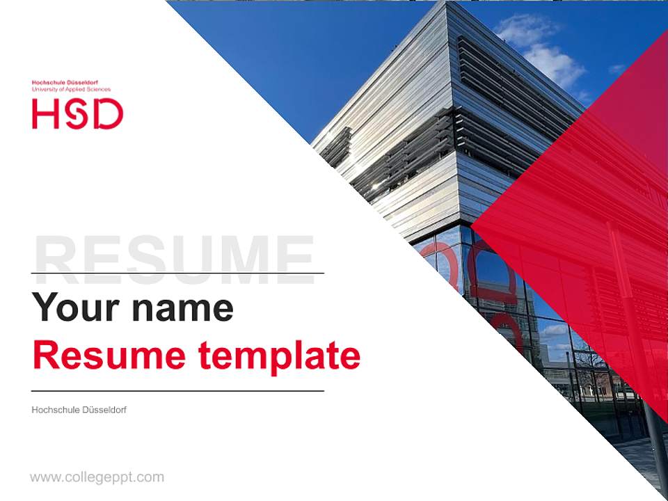 Hochschule Düsseldorf Resume PPT Template4:3 ratio PPT effect preview image5